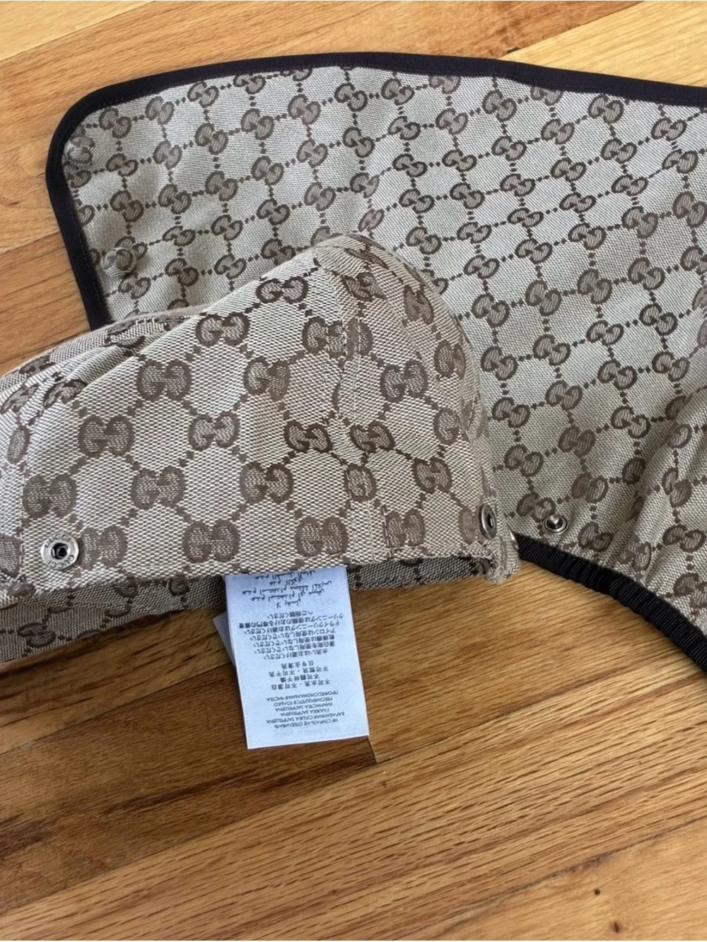 Gucci Beige & Brown GG Monogram Cap and Scarf Set